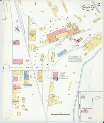 Sanborn Fire Insurance Map from Harbor Beach, Huron County, Michigan (1909), Sheet #0002 - Complete Map Set gallery image, historic Sanborn map, vintage wall art, Michigan Michigan