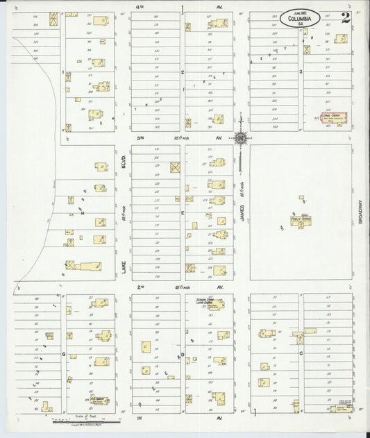 Sanborn Fire Insurance Map from Columbia, Brown County, South Dakota (1921), Sheet #0002 - Historic Sanborn Fire Insurance Map Print, vintage old map wall art, antique decor, genealogy gift, South Dakota South Dakota map