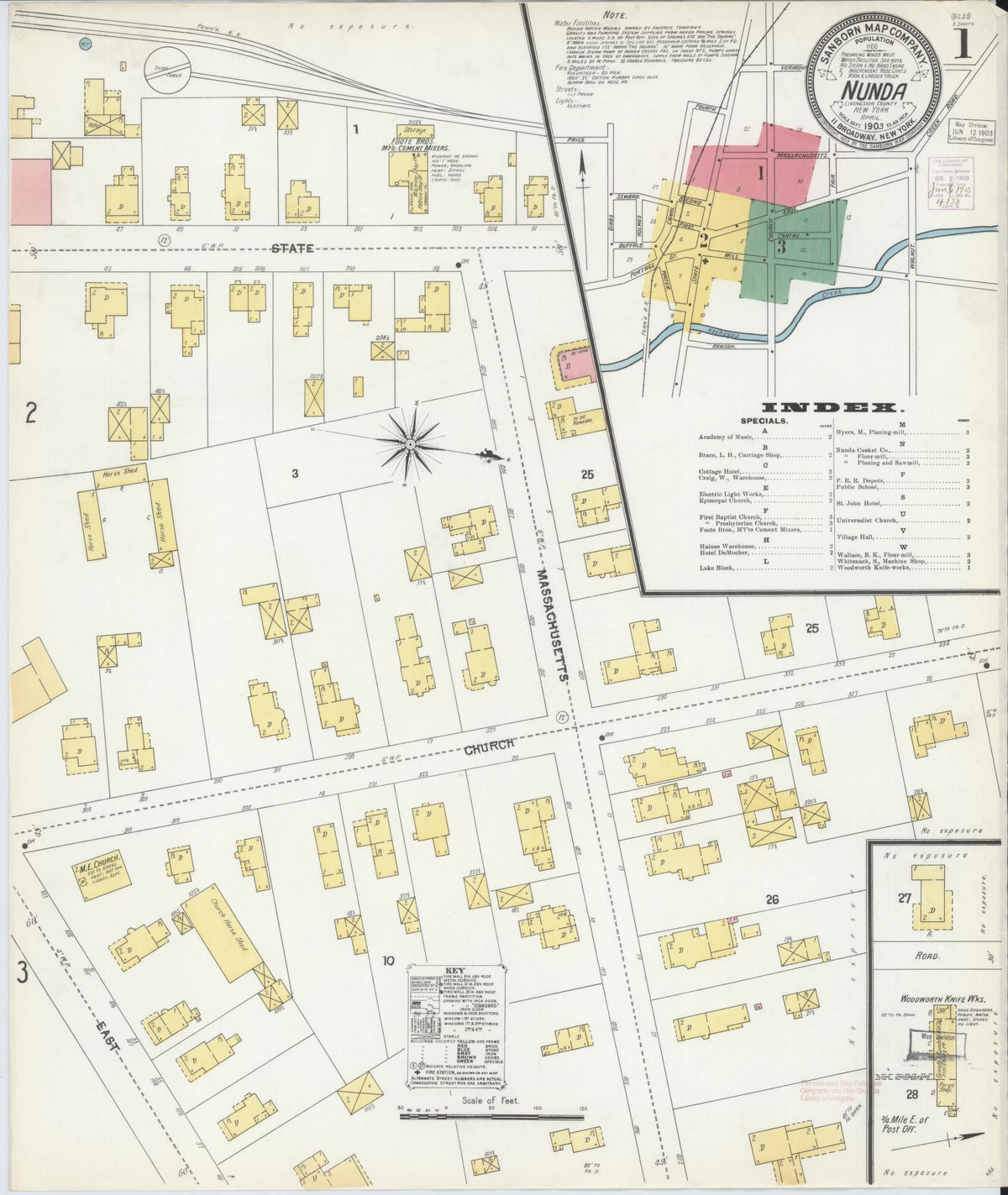 Sanborn Fire Insurance Map from Nunda, Livingston County, New York (1903), Sheet #0001 - Complete Map Set gallery image, historic Sanborn map, vintage wall art, New York New York