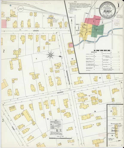Sanborn Fire Insurance Map from Nunda, Livingston County, New York (1903), Sheet #0001 - Complete Map Set gallery image, historic Sanborn map, vintage wall art, New York New York
