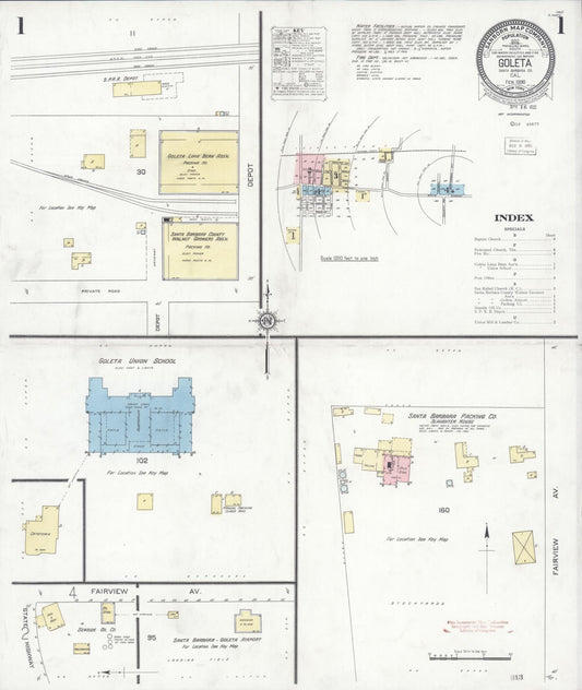 Sanborn Fire Insurance Map from Goleta, Santa Barbara County, California (1930), Sheet #0001 - Historic Sanborn Fire Insurance Map Print, vintage old map wall art, antique decor, genealogy gift, California California map