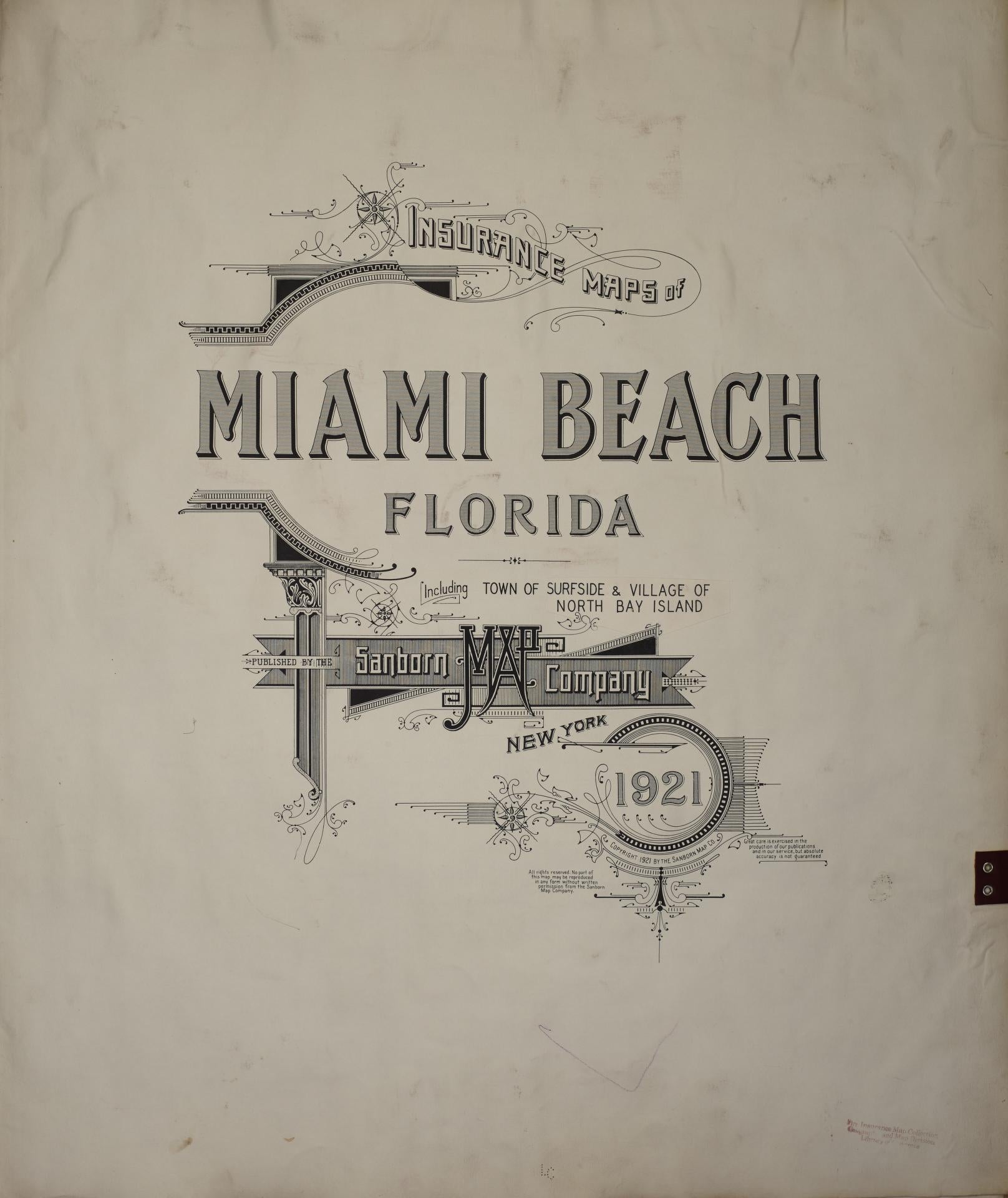 Sanborn Fire Insurance Map from Miami Beach, Dade County, Florida (1951), Sheet #0001 - Historic Sanborn Fire Insurance Map Print, vintage old map wall art, antique decor, genealogy gift, Florida Florida map