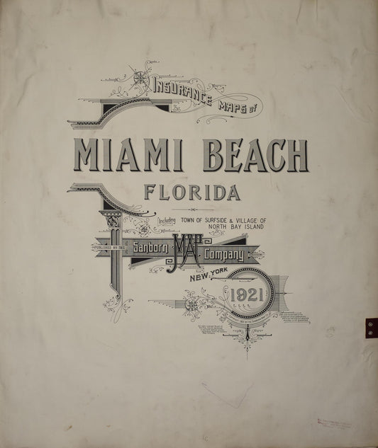 Sanborn Fire Insurance Map from Miami Beach, Dade County, Florida (1951), Sheet #0001 - Historic Sanborn Fire Insurance Map Print, vintage old map wall art, antique decor, genealogy gift, Florida Florida map