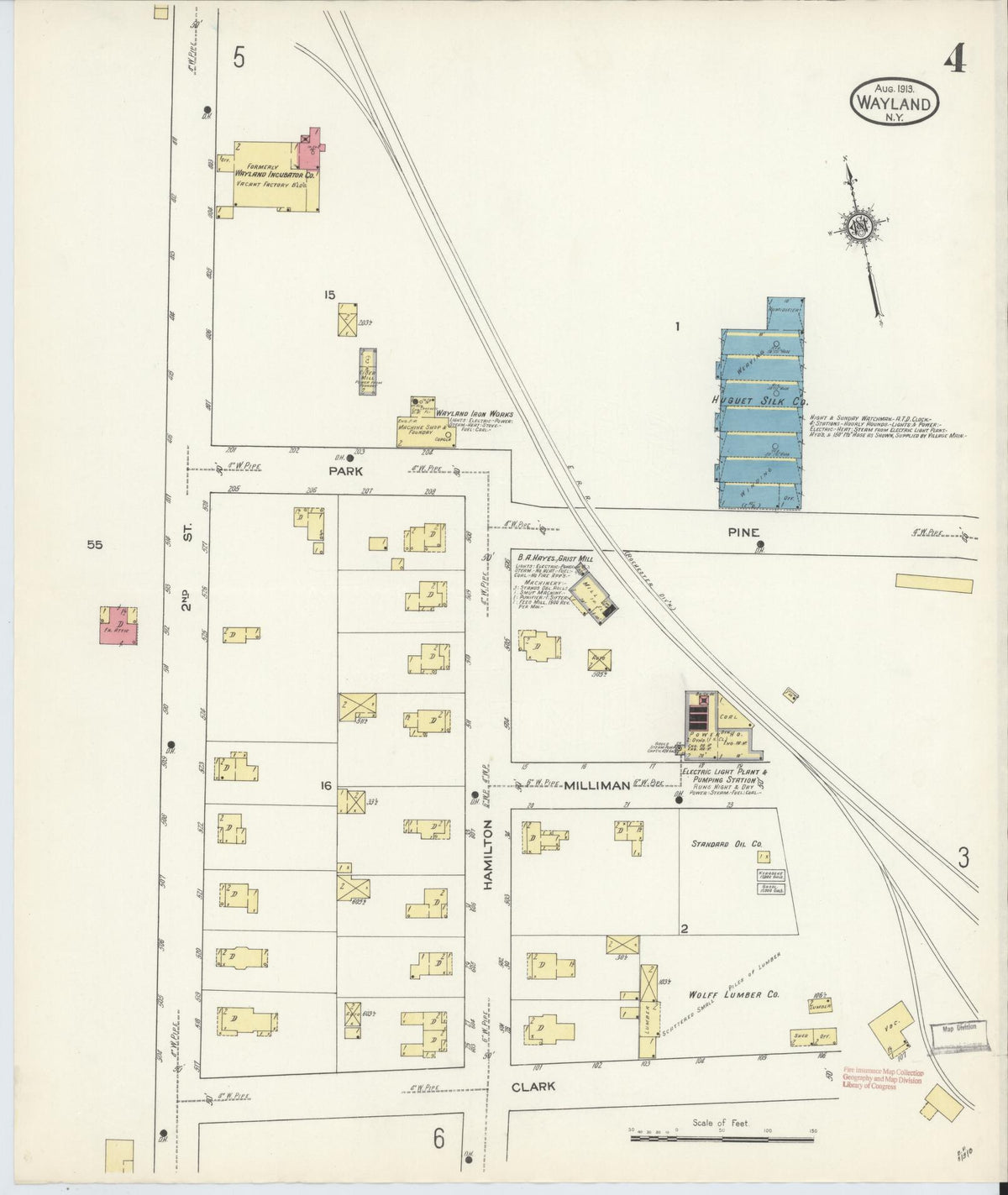 Sanborn Fire Insurance Map from Wayland, Steuben County, New York (1913), Sheet #0004 - Historic Sanborn Fire Insurance Map Print, vintage old map wall art, antique decor, genealogy gift, New York New York map