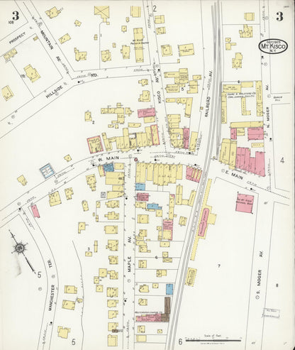 Sanborn Fire Insurance Map from Mount Kisco, Westchester County, New York (1925), Sheet #0003 - Historic Sanborn Fire Insurance Map Print, vintage old map wall art, antique decor, genealogy gift, New York New York map