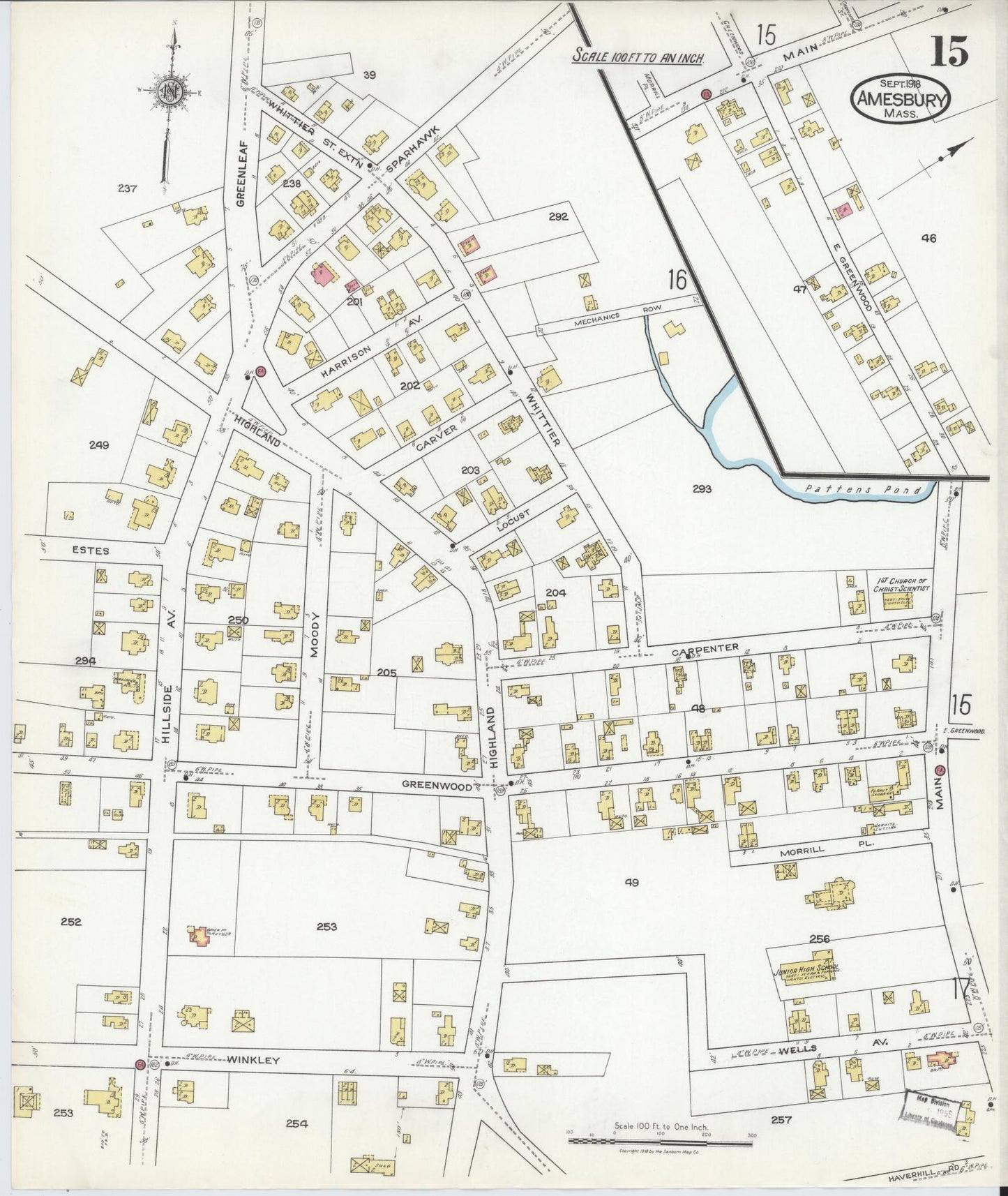 Sanborn Fire Insurance Map from Amesbury, Essex County, Massachusetts (1918), Sheet #0015 - Complete Map Set gallery image, historic Sanborn map, vintage wall art, Massachusetts Massachusetts