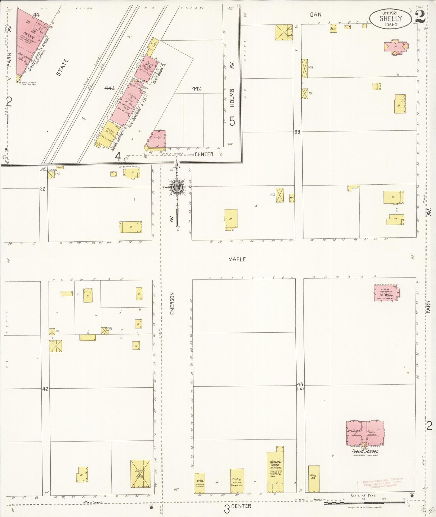 Sanborn Fire Insurance Map from Shelley, Bingham County, Idaho (1921), Sheet #0002 - Historic Sanborn Fire Insurance Map Print, vintage old map wall art, antique decor, genealogy gift, Idaho Idaho map