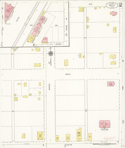 Sanborn Fire Insurance Map from Shelley, Bingham County, Idaho (1921), Sheet #0002 - Historic Sanborn Fire Insurance Map Print, vintage old map wall art, antique decor, genealogy gift, Idaho Idaho map