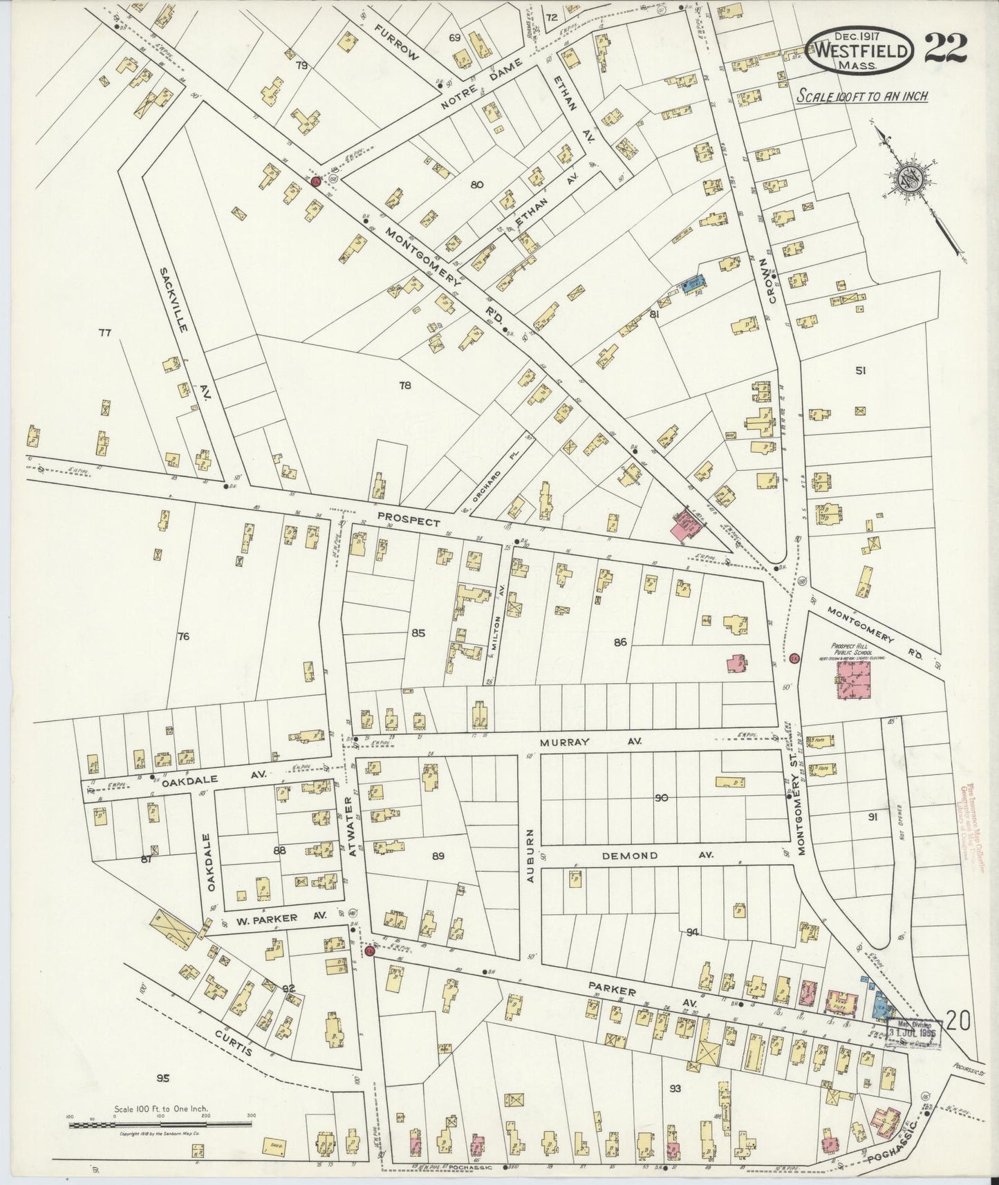 Sanborn Fire Insurance Map from Westfield, Hampden County, Massachusetts (1917), Sheet #0022 - Complete Map Set gallery image, historic Sanborn map, vintage wall art, Massachusetts Massachusetts