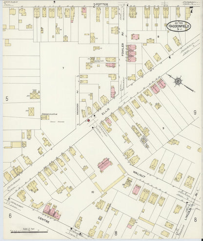 Sanborn Fire Insurance Map from Haddonfield, Camden County, New Jersey (1914), Sheet #0007 - Complete Map Set gallery image, historic Sanborn map, vintage wall art, New Jersey New Jersey