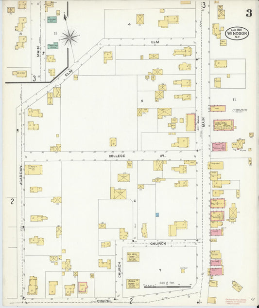 Sanborn Fire Insurance Map from Windsor, Broome County, New York (1905), Sheet #0003 - Historic Sanborn Fire Insurance Map Print, vintage old map wall art, antique decor, genealogy gift, New York New York map