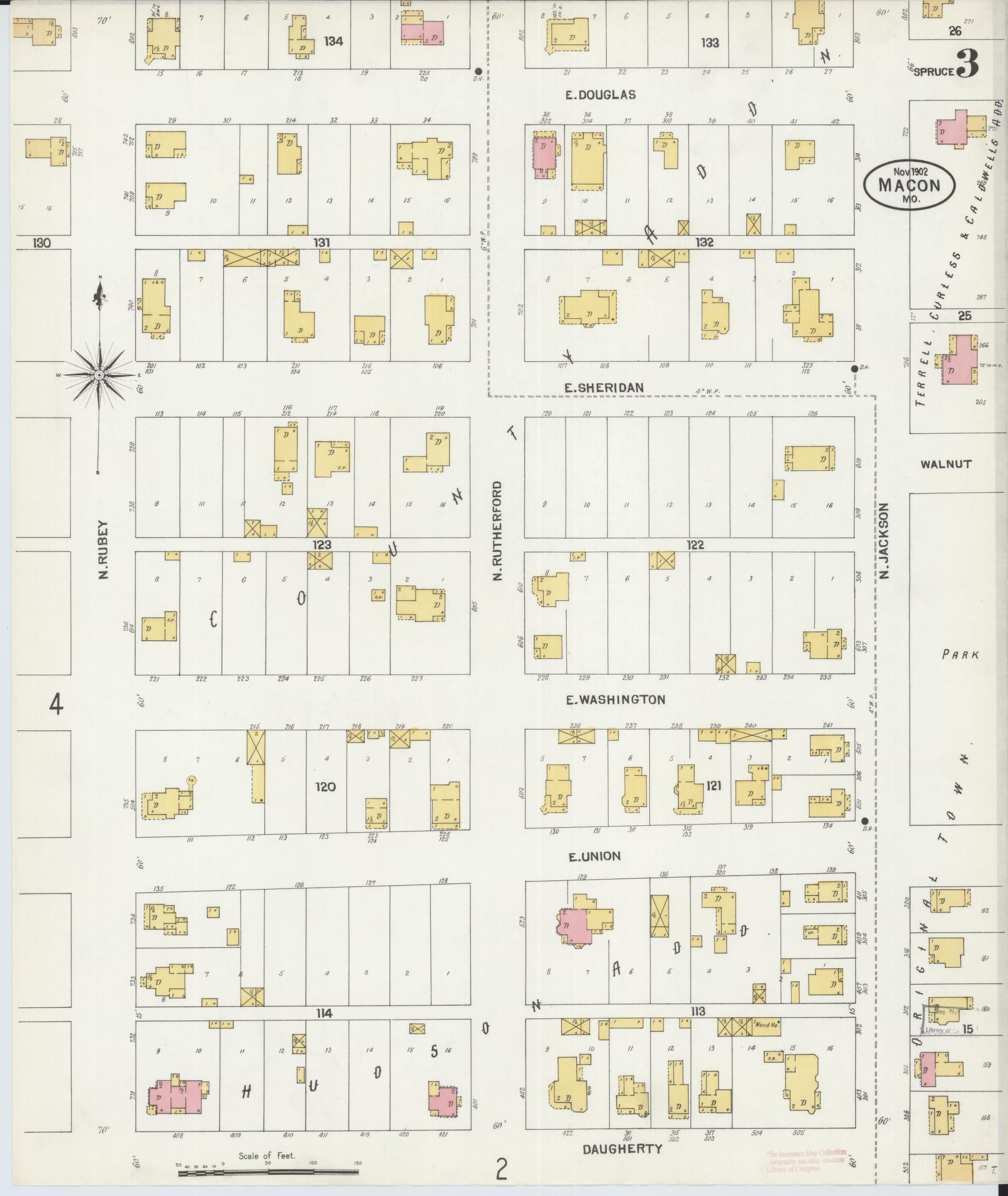 Sanborn Fire Insurance Map from Macon, Macon County, Missouri (1902), Sheet #0003 - Complete Map Set gallery image, historic Sanborn map, vintage wall art, Missouri Missouri