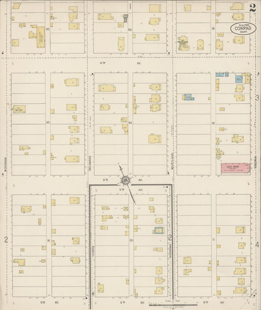 Sanborn Fire Insurance Map from Conrad, Pondera County, Montana (1920), Sheet #0002 - Historic Sanborn Fire Insurance Map Print, vintage old map wall art, antique decor, genealogy gift, Montana Montana map