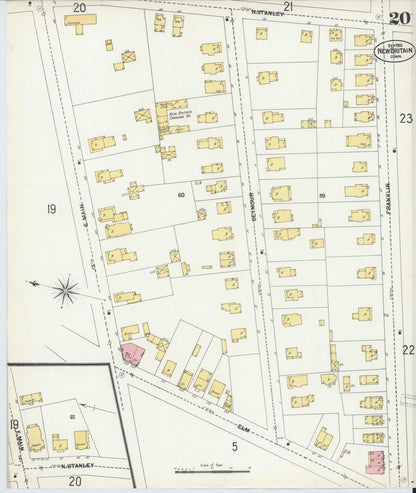 Sanborn Fire Insurance Map from New Britain, Hartford County, Connecticut (1901), Sheet #0020 - Complete Map Set gallery image, historic Sanborn map, vintage wall art, Connecticut Connecticut