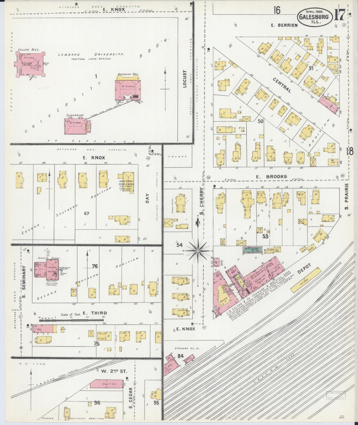 Sanborn Fire Insurance Map from Galesburg, Knox County, Illinois (1906), Sheet #0017 - Historic Sanborn Fire Insurance Map Print, vintage old map wall art, antique decor, genealogy gift, Illinois Illinois map