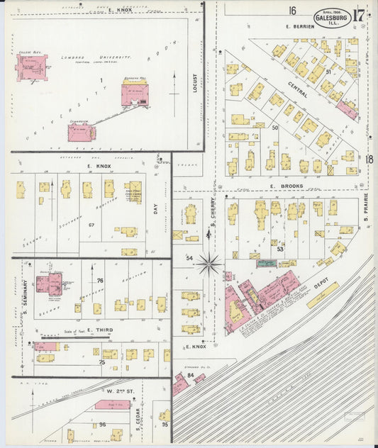 Sanborn Fire Insurance Map from Galesburg, Knox County, Illinois (1906), Sheet #0017 - Historic Sanborn Fire Insurance Map Print, vintage old map wall art, antique decor, genealogy gift, Illinois Illinois map