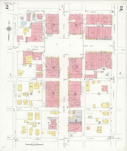 Sanborn Fire Insurance Map from Henderson, Rusk County, Texas (1933), Sheet #0002 - Complete Map Set gallery image, historic Sanborn map, vintage wall art, Texas Texas