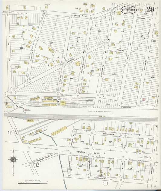 Sanborn Fire Insurance Map from Freeport, Nassau County, New York (1910), Sheet #0029 - Historic Sanborn Fire Insurance Map Print, vintage old map wall art, antique decor, genealogy gift, New York New York map