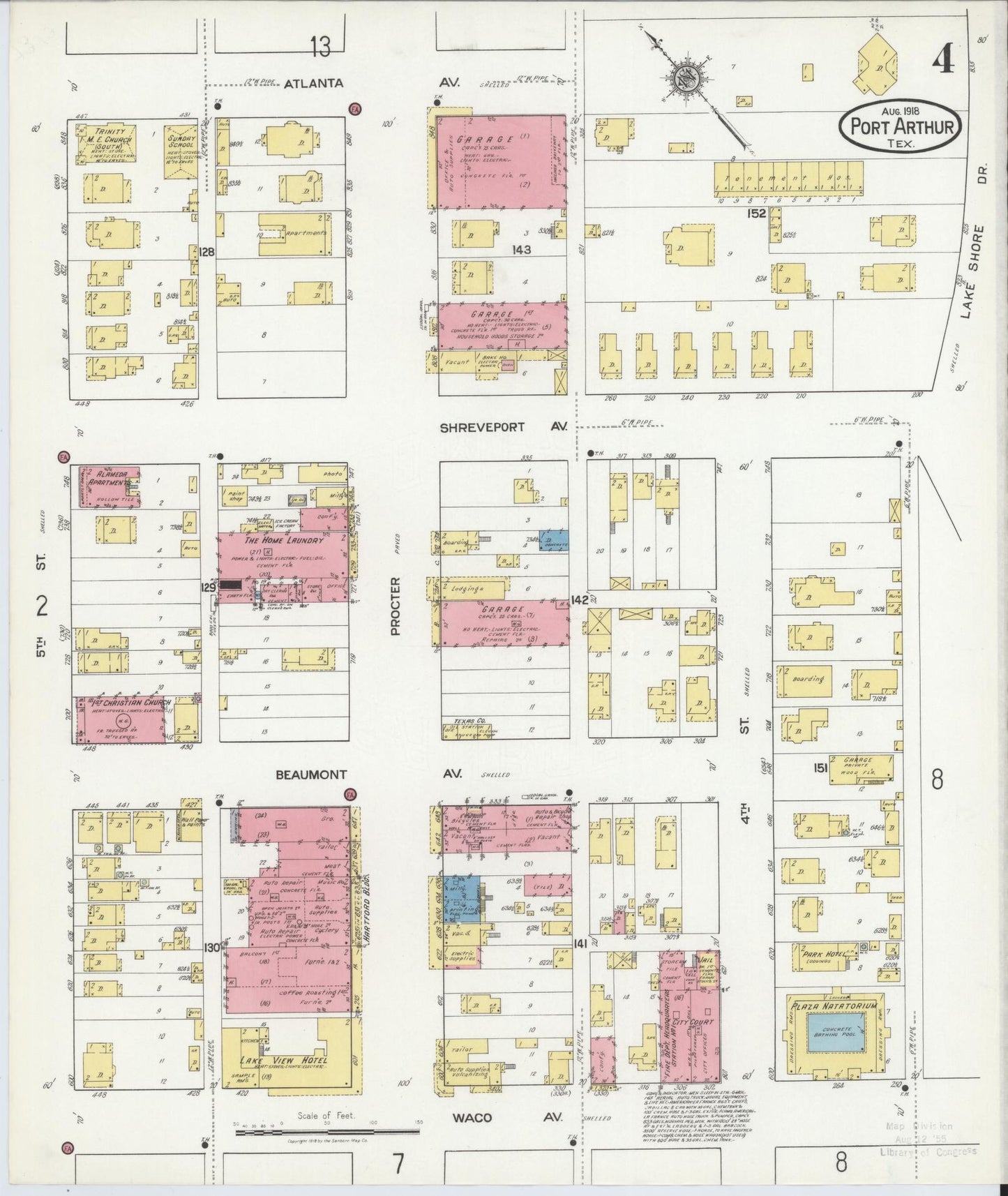 Sanborn Fire Insurance Map from Port Arthur, Jefferson County, Texas (1918), Sheet #0004 - Complete Map Set gallery image, historic Sanborn map, vintage wall art, Texas Texas