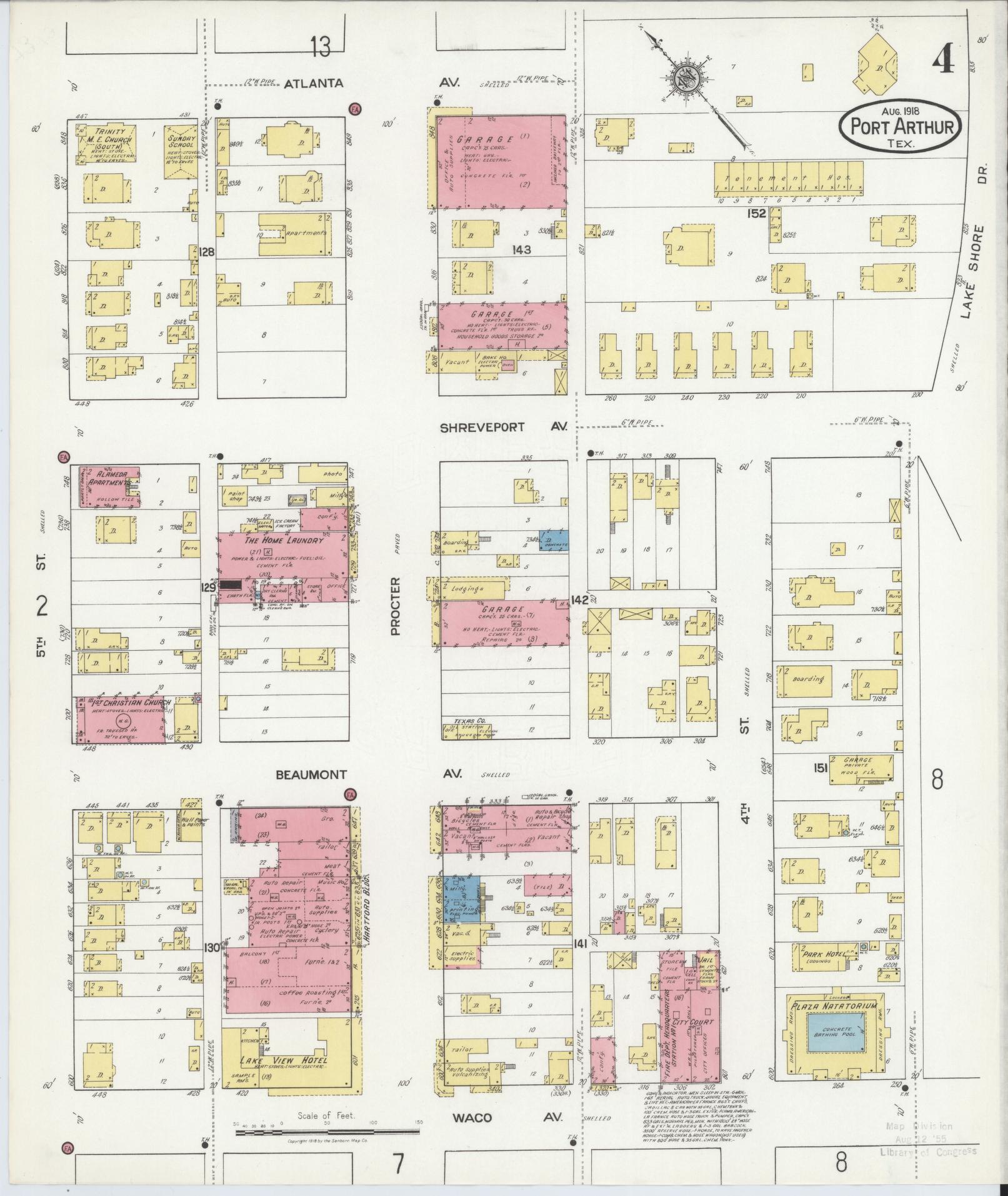 Sanborn Fire Insurance Map from Port Arthur, Jefferson County, Texas (1918), Sheet #0004 - Complete Map Set gallery image, historic Sanborn map, vintage wall art, Texas Texas