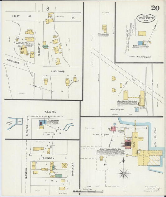 Sanborn Fire Insurance Map from Stillwater, Washington County, Minnesota (1898), Sheet #0020 - Historic Sanborn Fire Insurance Map Print, vintage old map wall art, antique decor, genealogy gift, Minnesota Minnesota map