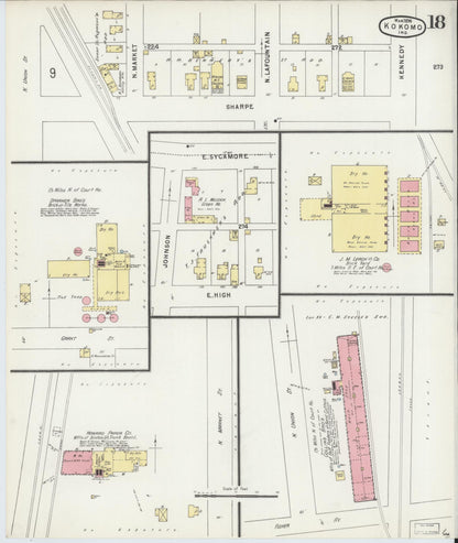 Sanborn Fire Insurance Map from Kokomo, Howard County, Indiana (1896), Sheet #0018 - Historic Sanborn Fire Insurance Map Print, vintage old map wall art, antique decor, genealogy gift, Indiana Indiana map