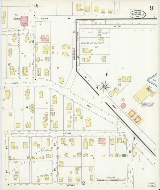 Sanborn Fire Insurance Map from Boonville, Warrick County, Indiana (1907), Sheet #0009 - Historic Sanborn Fire Insurance Map Print, vintage old map wall art, antique decor, genealogy gift, Indiana Indiana map