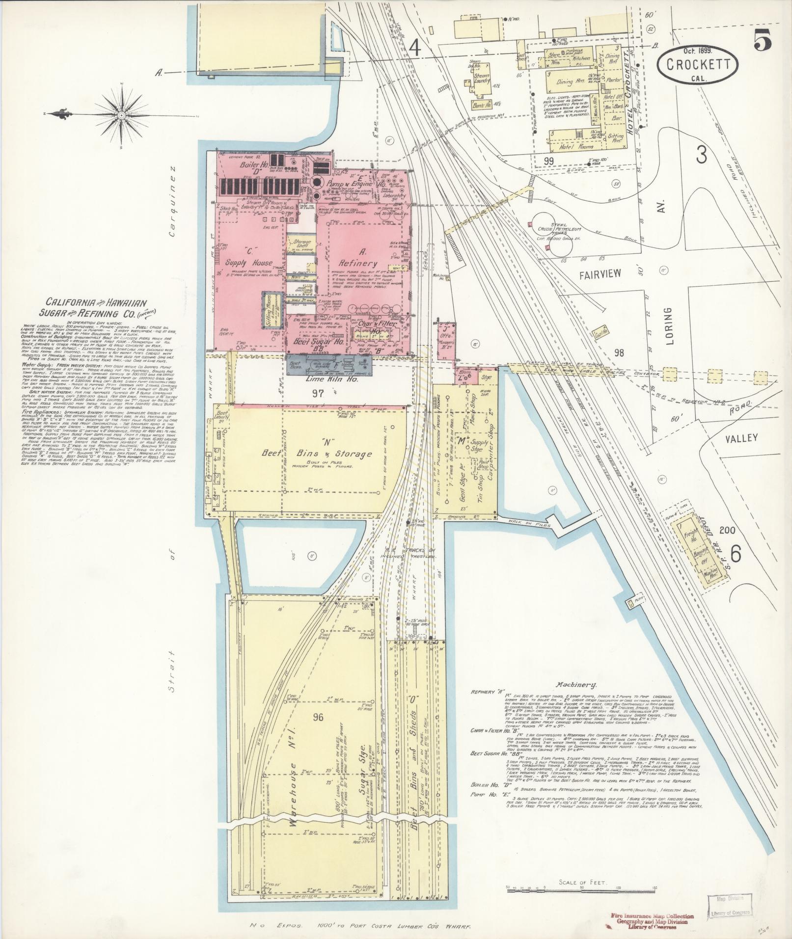 Sanborn Fire Insurance Map from Crockett, Contra Costa County, California (1899), Sheet #0005 - Complete Map Set gallery image, historic Sanborn map, vintage wall art, California California