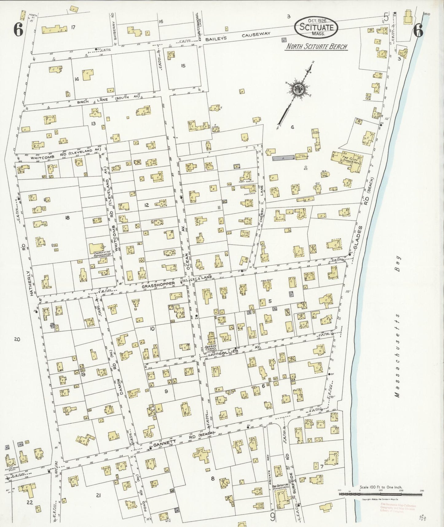 Sanborn Fire Insurance Map from Scituate, Plymouth County, Massachusetts (1926), Sheet #0006 - Complete Map Set gallery image, historic Sanborn map, vintage wall art, Massachusetts Massachusetts
