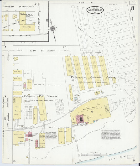 Sanborn Fire Insurance Map from Metropolis, Massac County, Illinois (1910), Sheet #0008 - Historic Sanborn Fire Insurance Map Print, vintage old map wall art, antique decor, genealogy gift, Illinois Illinois map