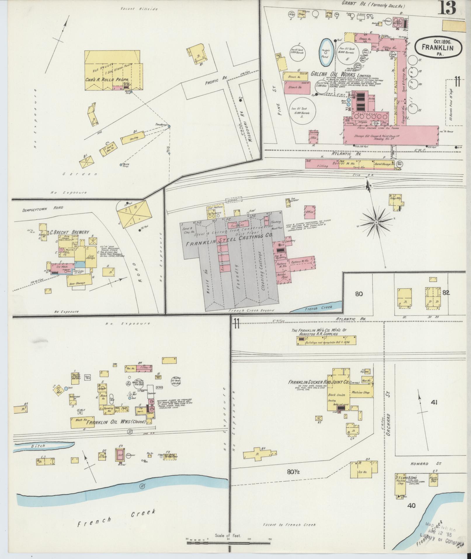 Sanborn Fire Insurance Map from Franklin, Venango County, Pennsylvania (1896), Sheet #0013 - Complete Map Set gallery image, historic Sanborn map, vintage wall art, Pennsylvania Pennsylvania
