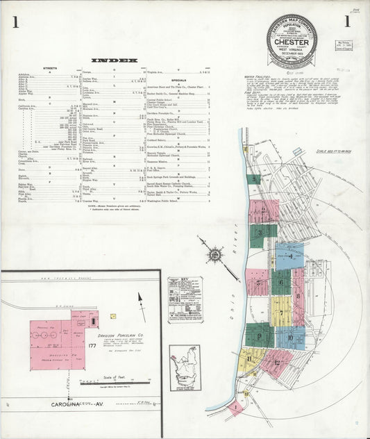 Sanborn Fire Insurance Map from Chester, Hancock County, West Virginia (1923), Sheet #0001 - Historic Sanborn Fire Insurance Map Print, vintage old map wall art, antique decor, genealogy gift, West Virginia West Virginia map