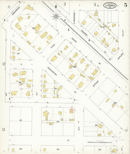 Sanborn Fire Insurance Map from La Grande, Union County, Oregon (1903), Sheet #0005 - Complete Map Set gallery image, historic Sanborn map, vintage wall art, Oregon Oregon