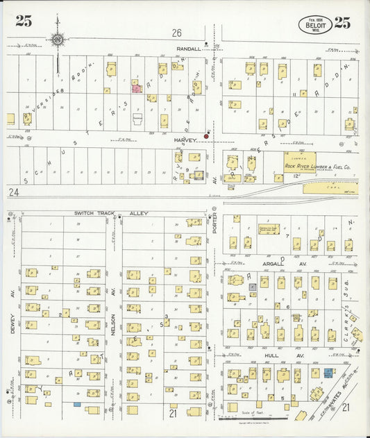 Sanborn Fire Insurance Map from Beloit, Rock County, Wisconsin (1926), Sheet #0025 - Historic Sanborn Fire Insurance Map Print, vintage old map wall art, antique decor, genealogy gift, Wisconsin Wisconsin map