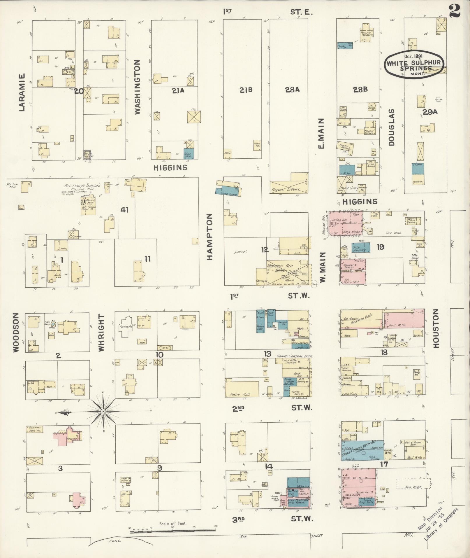 Sanborn Fire Insurance Map from White Sulphur Springs, Meagber County, Montana (1891), Sheet #0002 - Historic Sanborn Fire Insurance Map Print, vintage old map wall art, antique decor, genealogy gift, Montana Montana map