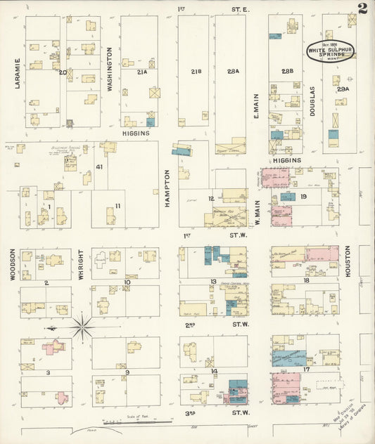 Sanborn Fire Insurance Map from White Sulphur Springs, Meagber County, Montana (1891), Sheet #0002 - Historic Sanborn Fire Insurance Map Print, vintage old map wall art, antique decor, genealogy gift, Montana Montana map