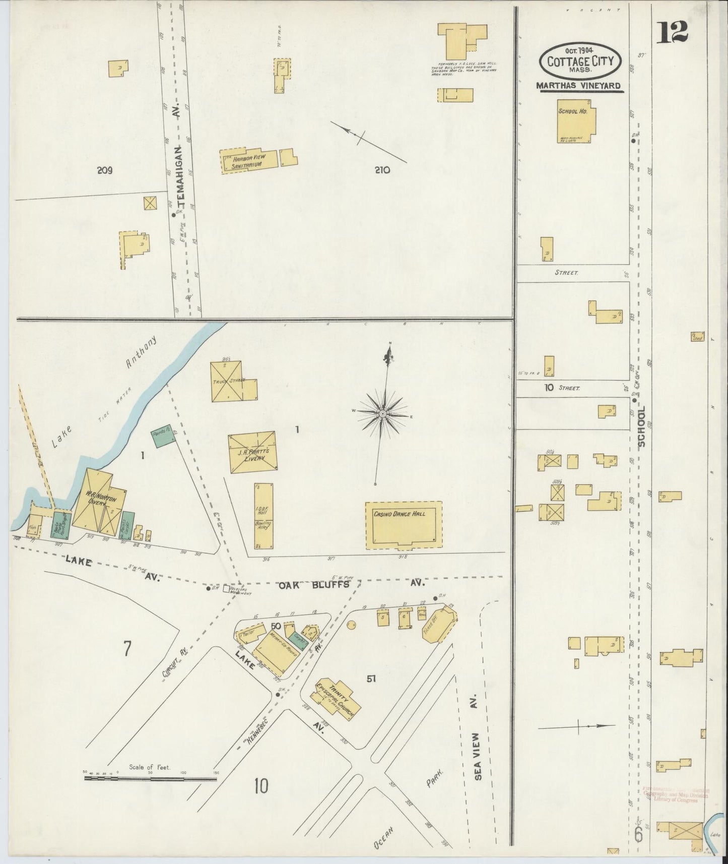 Sanborn Fire Insurance Map from Cottage City, Dukes County, Massachusetts (1904), Sheet #0012 - Complete Map Set gallery image, historic Sanborn map, vintage wall art, Massachusetts Massachusetts