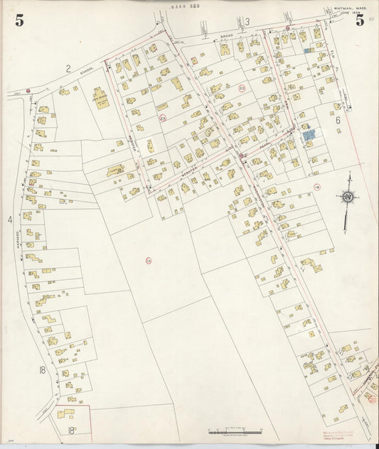 Sanborn Fire Insurance Map from Whitman, Plymouth County, Massachusetts (1950), Sheet #0005 - Historic Sanborn Fire Insurance Map Print, vintage old map wall art, antique decor, genealogy gift, Massachusetts Massachusetts map