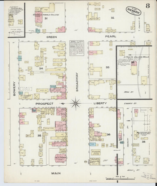 Sanborn Fire Insurance Map from Newark, Licking County, Ohio (1884), Sheet #0008 - Historic Sanborn Fire Insurance Map Print, vintage old map wall art, antique decor, genealogy gift, Ohio Ohio map