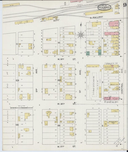 Sanborn Fire Insurance Map from Kearney, Buffalo County, Nebraska (1893), Sheet #0009 - Complete Map Set gallery image, historic Sanborn map, vintage wall art, Nebraska Nebraska
