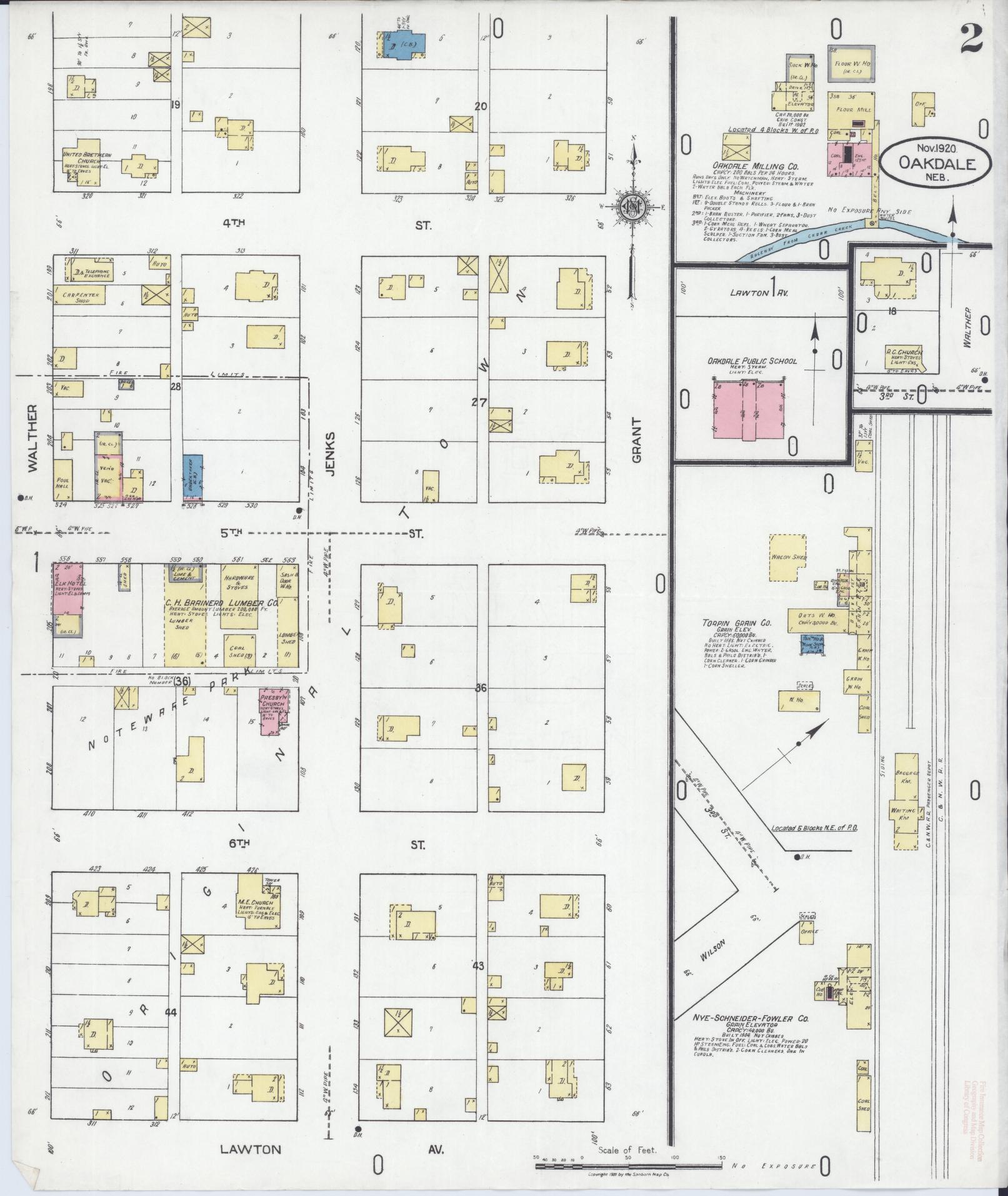 Sanborn Fire Insurance Map from Oakdale, Antelope County, Nebraska (1920), Sheet #0002 - Historic Sanborn Fire Insurance Map Print, vintage old map wall art, antique decor, genealogy gift, Nebraska Nebraska map
