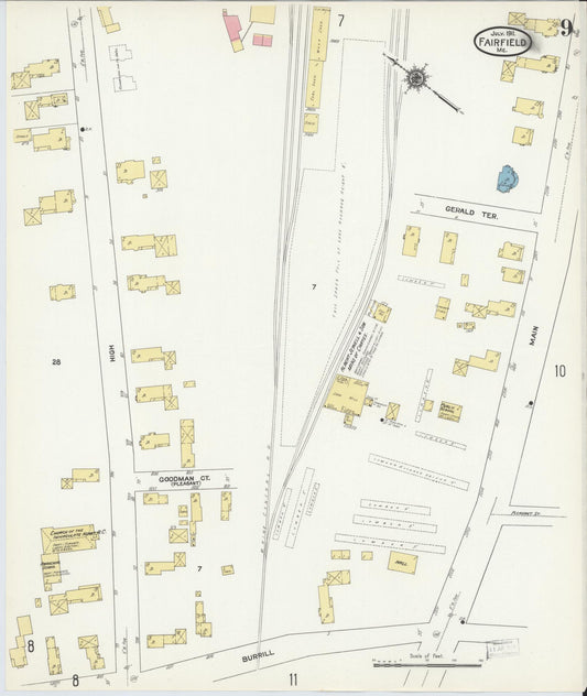 Sanborn Fire Insurance Map from Fairfield, Somerset County, Maine (1911), Sheet #0009 - Historic Sanborn Fire Insurance Map Print, vintage old map wall art, antique decor, genealogy gift, Maine Maine map