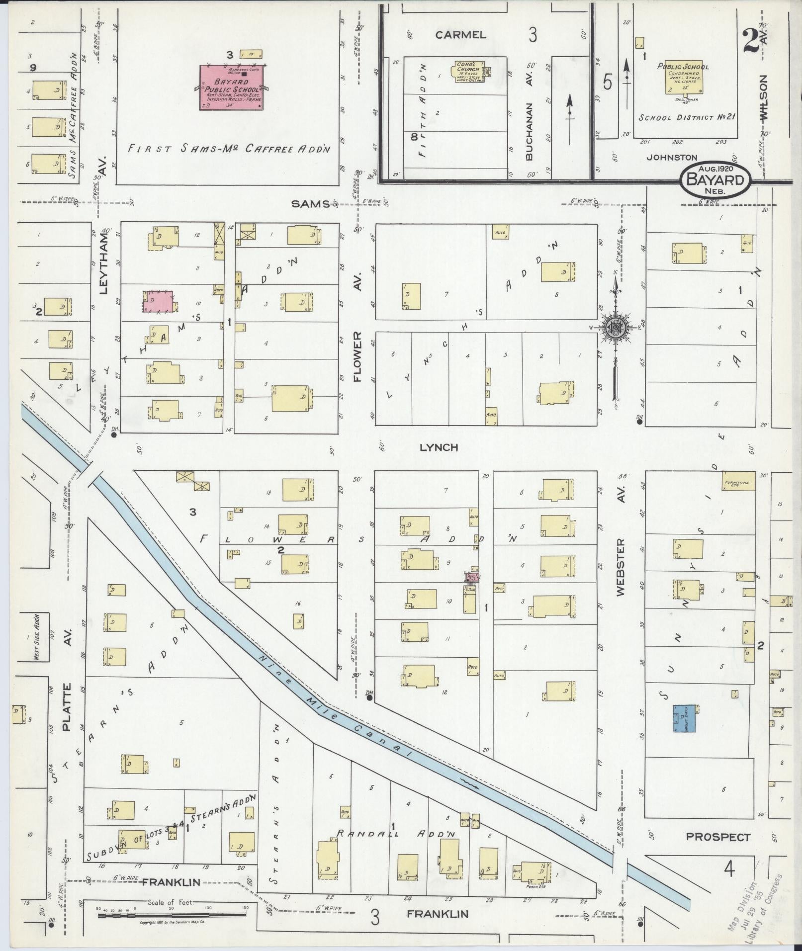 Sanborn Fire Insurance Map from Bayard, Morrill County, Nebraska (1920), Sheet #0002 - Complete Map Set gallery image, historic Sanborn map, vintage wall art, Nebraska Nebraska