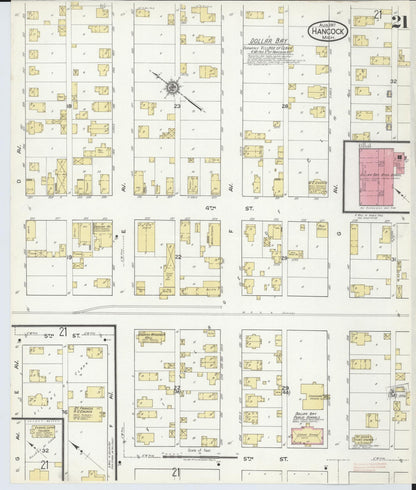 Sanborn Fire Insurance Map from Hancock, Houghton County, Michigan (1917), Sheet #0021 - Historic Sanborn Fire Insurance Map Print, vintage old map wall art, antique decor, genealogy gift, Michigan Michigan map