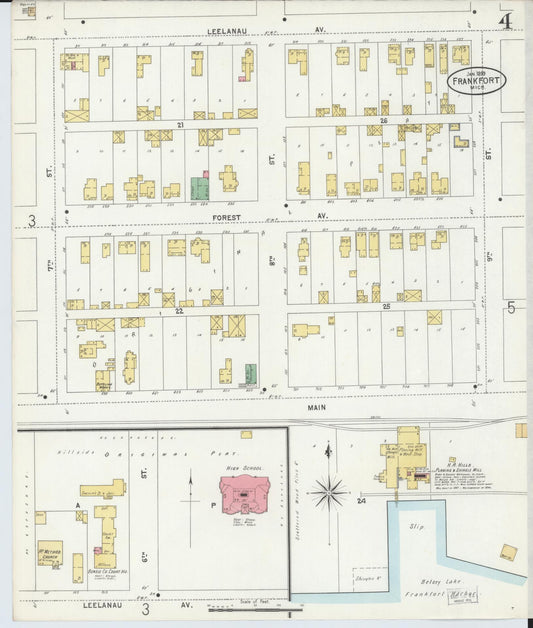 Sanborn Fire Insurance Map from Frankfort, Benzie County, Michigan (1899), Sheet #0004 - Historic Sanborn Fire Insurance Map Print, vintage old map wall art, antique decor, genealogy gift, Michigan Michigan map