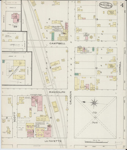 Sanborn Fire Insurance Map from Macomb, Mcdonough County, Illinois (1886), Sheet #0004 - Historic Sanborn Fire Insurance Map Print, vintage old map wall art, antique decor, genealogy gift, Illinois Illinois map