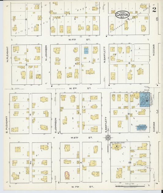 Sanborn Fire Insurance Map from Canton, Lincoln County, South Dakota (1917), Sheet #0002 - Historic Sanborn Fire Insurance Map Print, vintage old map wall art, antique decor, genealogy gift, South Dakota South Dakota map