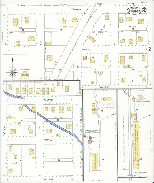 Sanborn Fire Insurance Map from Starbuck, Columbia County, Washington (1909), Sheet #0002 - Historic Sanborn Fire Insurance Map Print, vintage old map wall art, antique decor, genealogy gift, Washington Washington map
