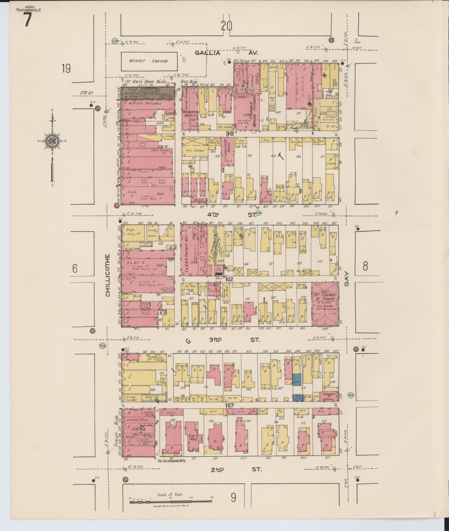Sanborn Fire Insurance Map from Portsmouth, Scioto County, Ohio (1921), Sheet #0007 - Complete Map Set gallery image, historic Sanborn map, vintage wall art, Ohio Ohio