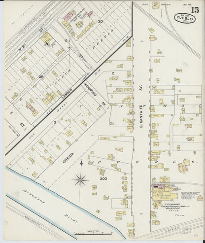 Sanborn Fire Insurance Map from Pueblo, Pueblo County, Colorado (1889), Sheet #0015 - Complete Map Set gallery image, historic Sanborn map, vintage wall art, Colorado Colorado